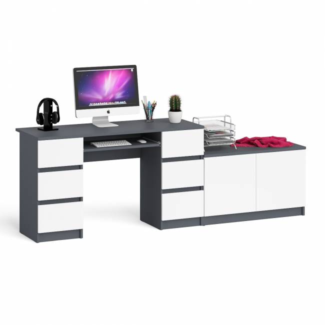 Двухтумбовый компьютерный стол Мори МС-2 с широкой тумбой на 900 цвет графит/белый Двухтумбовый компьютерный стол Мори МС-2 с широкой тумбой на 900 цвет графит/белый