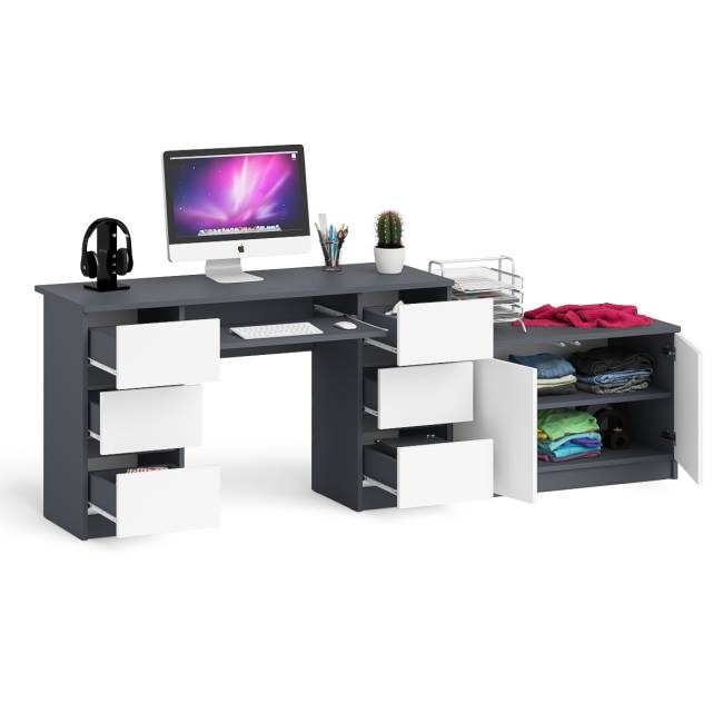 Двухтумбовый компьютерный стол Мори МС-2 с широкой тумбой на 900 цвет графит/белый Двухтумбовый компьютерный стол Мори МС-2 с широкой тумбой на 900 цвет графит/белый