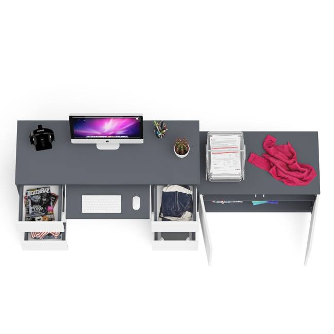 Двухтумбовый компьютерный стол Мори МС-2 с широкой тумбой на 900 цвет графит/белый Двухтумбовый компьютерный стол Мори МС-2 с широкой тумбой на 900 цвет графит/белый