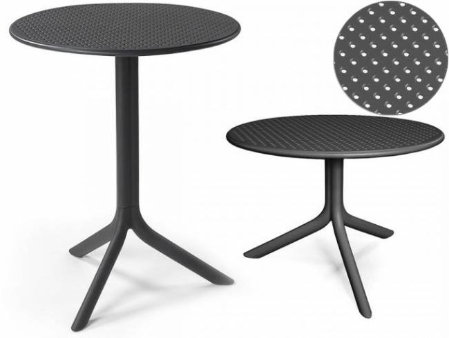 Стол пластиковый обеденный Step + Step Mini антрацит Ø605х400-765 мм