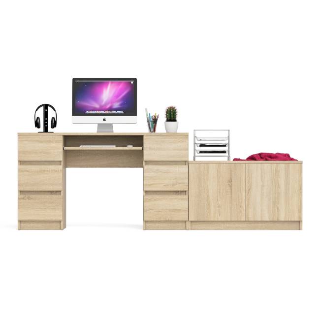 Двухтумбовый компьютерный стол Мори МС-2 с широкой тумбой на 900 цвет дуб сонома Двухтумбовый компьютерный стол Мори МС-2 с широкой тумбой на 900 цвет дуб сонома