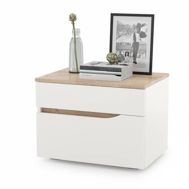 Мебель в спальню Муссон № 5 цвет белый/дуб эндгрейн элегантный/искусственная кожа белая, кровать с подъёмным механизмом 1600