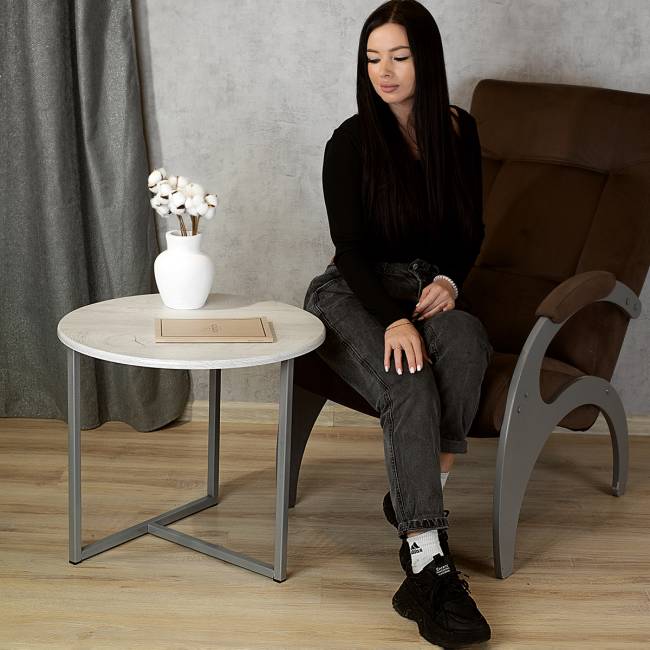 Стол журнальный BeautyStyle 27 дуб дымчатый/металлик