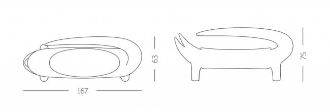 Диван из биопластика Big Kroko Special земля Саванны 1670х630х750 мм