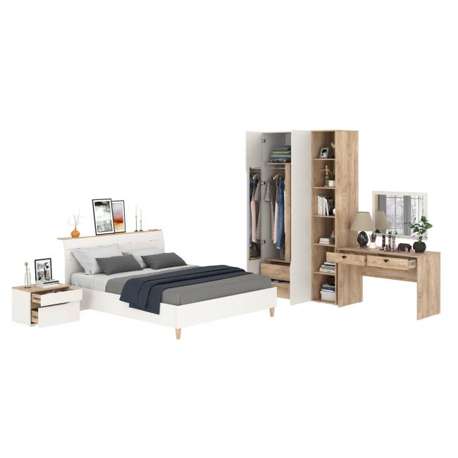 Муссон Спальня № 16 цвет белый/дуб эндгрейн элегантный, ортопед