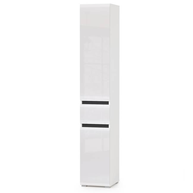 Стенка для гостиной Сидней Комплектация № 23 цвет белый/чёрный/фасады МДФ белый глянец