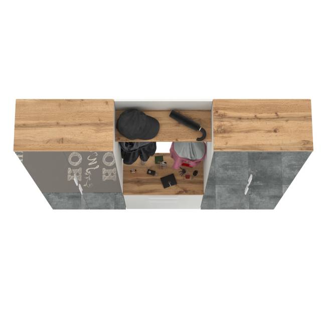 Большая прихожая Октава № 27 цвет белый шагрень/дуб крафт золотой