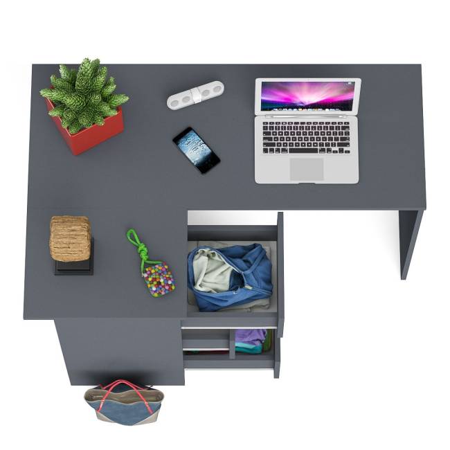 Угловой компьютерный стол Мори МС-16 левый цвет графит