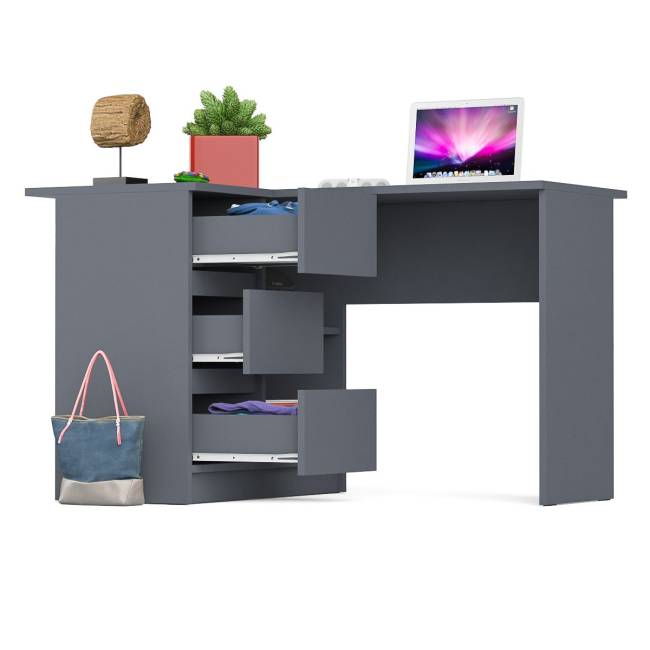 Угловой компьютерный стол Мори МС-16 левый цвет графит