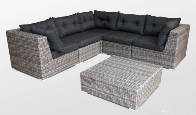 Диван модульный угловой "Севилья", из искусственного ротанга, серый, темно-серый