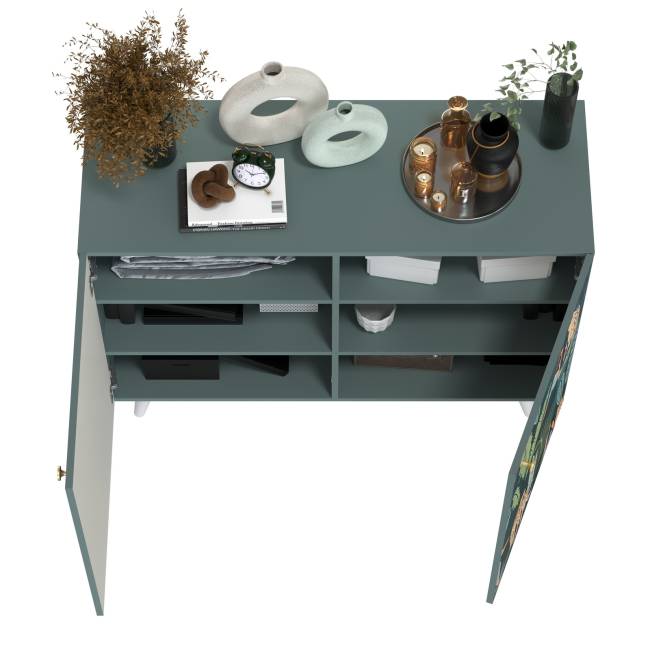 Комод-тумба Либера 16.230.01 цвет пасифай/белый, фасады с рисунком Тропический лес