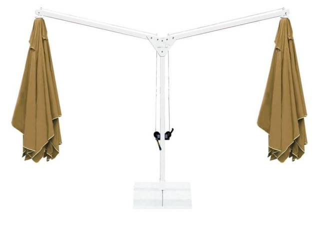 Зонт профессиональный двухкупольный Ø3.5х7 м Double Banana T бежевый Ø3500х7000 мм