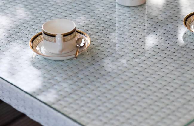 Стол садовый плетеный из искусственного ротанга MILANO 150 см белый Стол садовый плетеный из искусственного ротанга MILANO 150 см белый