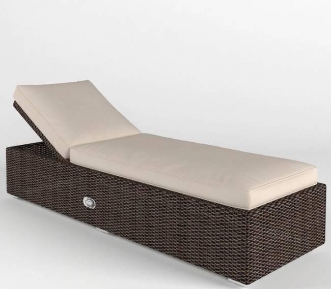 Лежак "Малага", из искусственного ротанга, коричневый, черный, белый