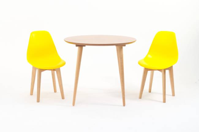 Стол Монте К 100 натур со стульями Сашш натур жёлтый