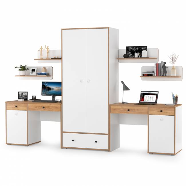 Мебель в детскую Вуди компоновка № 27 цвет белый премиум/дуб крафт золотой Мебель в детскую Вуди компоновка № 27 цвет белый премиум/дуб крафт золотой