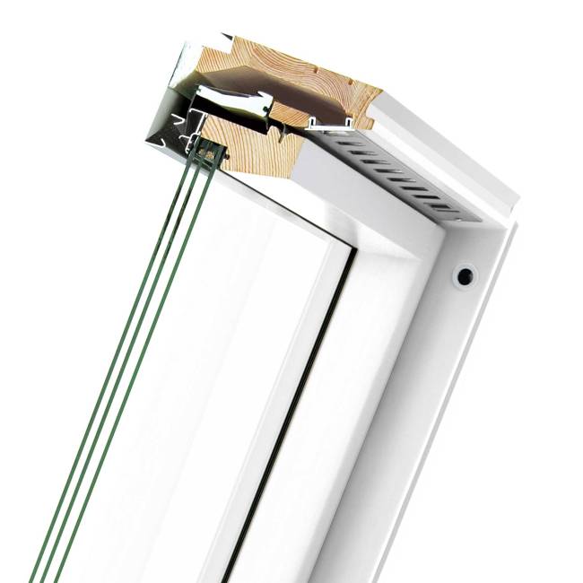 Деревянное мансардное окно FTU-V U5 THERMO со среднеповоротным открыванием