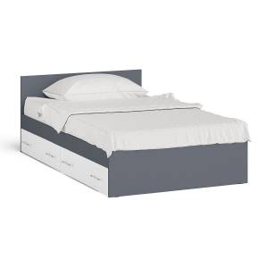 Кровать с ящиками для белья Мори 1200 цвет графит/белый Кровать с ящиками для белья Мори 1200 цвет графит/белый