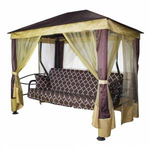 Качели-шатер 4-х местные Монреаль Премиум, коричневый