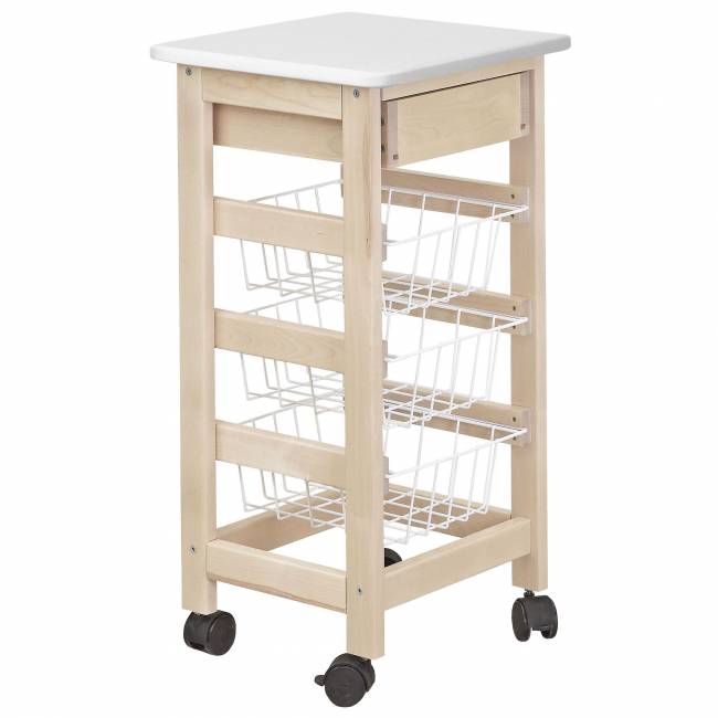 Тумба с ящиком и корзинами белый/лак