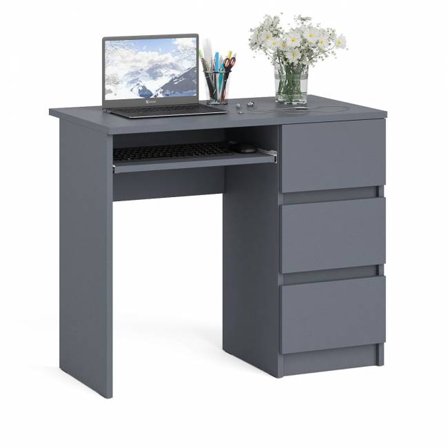 Стол компьютерный три ящика Мори МС-6 правый цвет графит Стол компьютерный три ящика Мори МС-6 правый цвет графит