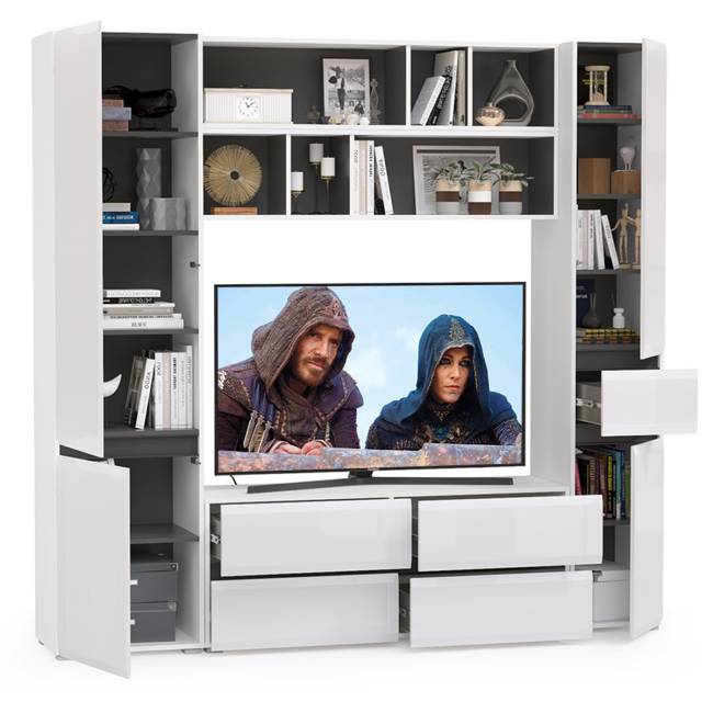 Сидней № 41 цвет белый/чёрный/фасады МДФ белый глянец