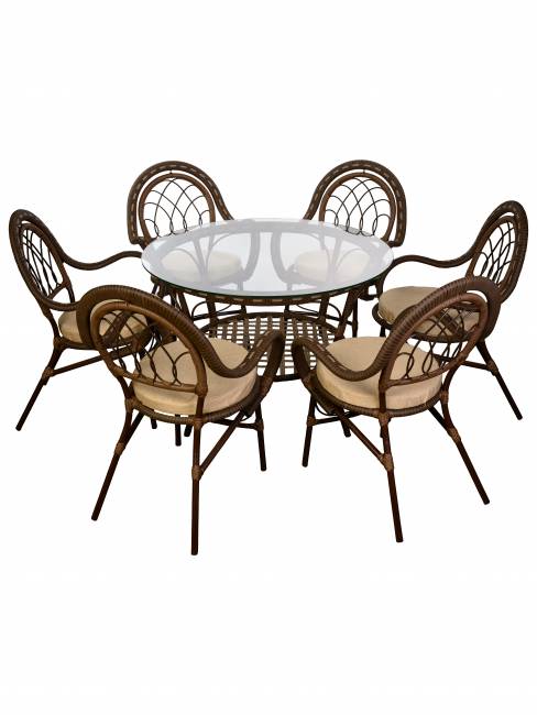 Комплект из искусственного ротанга Java (Ява)-6 (цвет: Орех) Комплект из искусственного ротанга Java (Ява)-6 (цвет: Орех)