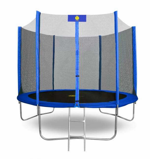 Батут "Smile outside", синий 12ft с защитной сеткой и лестницей