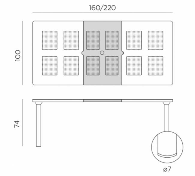 Стол пластиковый раздвижной Libeccio тортора 1600-2200х740х1000 мм