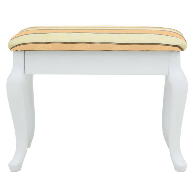 Банкетка Ретро с ящиком белый, ткань полоса бежевый