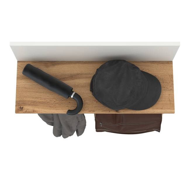 Вешалка с полочкой Октава 15.14.01 цвет белый шагрень/дуб крафт золотой