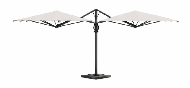 Зонт профессиональный двухкупольный 2.9х6 м Galaxia Dual V Carbon антрацит, серебристо-серый 2900х6000 мм