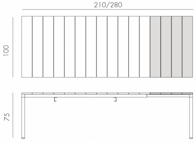 Стол металлический раздвижной Rio Alu 210 Extensibile антрацит 2100-2800х1000х760 мм Стол металлический раздвижной Rio Alu 210 Extensibile антрацит 2100-2800х1000х760 мм