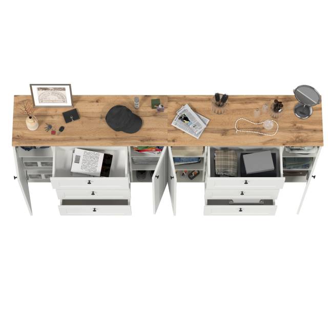 Два больших комода Остин цвет белый шагрень/дуб крафт золотой