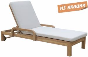 Шезлонг деревянный с матрасом Rimini натуральный, бежевый 1840х730х870 мм Шезлонг деревянный с матрасом Rimini натуральный, бежевый 1840х730х870 мм