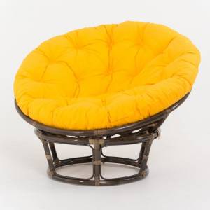 Кресло "PAPASAN" темный коньяк желтая подушка Кресло "PAPASAN" темный коньяк желтая подушка