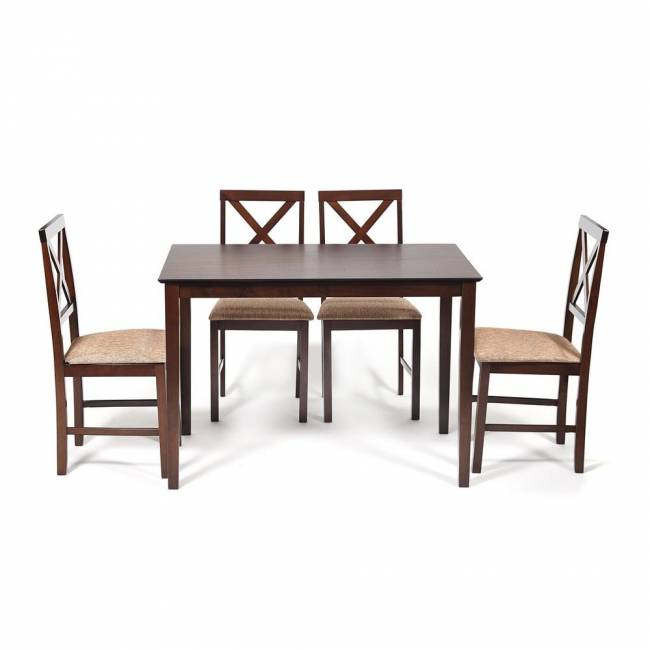 Обеденный комплект Хадсон (стол + 4 стула)/ Hudson Dining Set дерево гевея/мдф, стол: 110х70х75см / стул: 44х42х89см, cappuccino (темный орех), ткань кор.-зол. (1 cappuccino (темный орех) дерево гевея/мдф Обеденный комплект Хадсон (стол + 4 стула)/ Hudson Dining Set дерево гевея/мдф, стол: 110х70х75см / стул: 44х42х89см, cappuccino (темный орех), ткань кор.-зол. (1 cappuccino (темный орех) дерево гевея/мдф