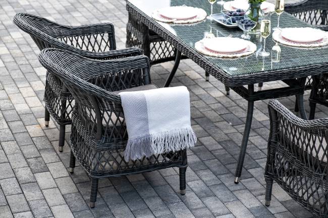 "Амароне" обеденная группа из искусственного ротанга на 6 персон, цвет графит "Амароне" обеденная группа из искусственного ротанга на 6 персон, цвет графит