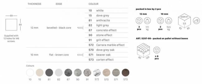 Столешница квадратная Compact Laminate для подстолья Nemo, Domino, Tiffany, Cross состаренный дуб тортора 700х700х10 мм