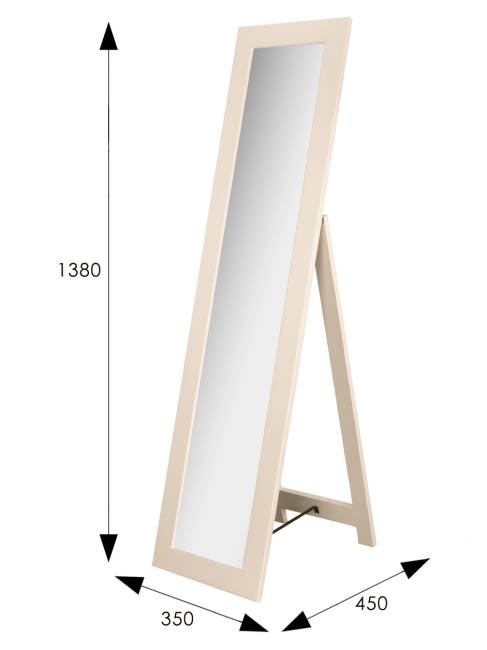 Зеркало напольное BeautyStyle 8 слоновая кость 138 см х 35 см