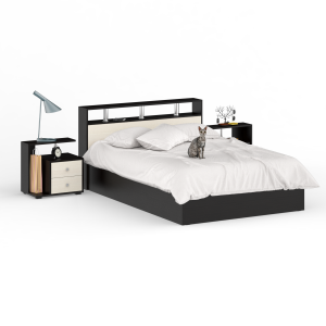 Кровать 1400 Камелия + две тумбы цвет венге/дуб лоредо