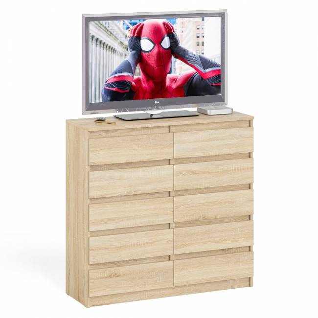 Комод высокий на десять выдвижных ящиков Мори МК1200.10 цвет дуб сонома Комод высокий на десять выдвижных ящиков Мори МК1200.10 цвет дуб сонома