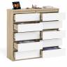 Комод высокий на десять выдвижных ящиков Мори МК1200.10 цвет дуб сонома/белый