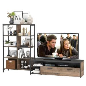 TV-тумба со стеллажом Трувор 13.151.02 цвет дуб гранж песочный/интра TV-тумба со стеллажом Трувор 13.151.02 цвет дуб гранж песочный/интра