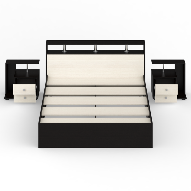 Кровать 1600 Камелия + две тумбы цвет венге/дуб лоредо