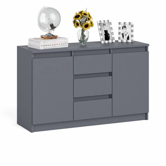 Комод-тумба три ящика и две дверки Мори МК1200.3 цвет графит