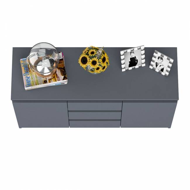 Комод-тумба три ящика и две дверки Мори МК1200.3 цвет графит