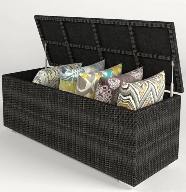Сундук для подушек "Севилья" малый, из искусственного ротанга, серый, темно-серый