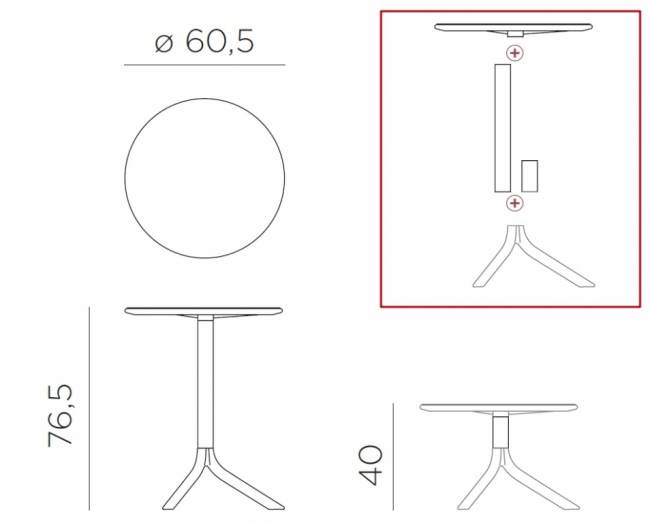 Стол пластиковый обеденный Spritz + Spritz Mini голубой Ø605х400-765 мм