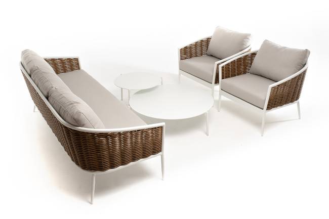 "Тоскана" лаунж-зона из искусственного ротанга, цвет соломенный